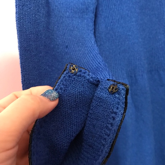 Vintage Don Sayres for Wilmore blue beaded dress size 12 - Picture 7 of 8